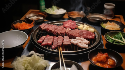 Traditional Korean Sauces with Authentic Korean BBQ Experience. Generative AI