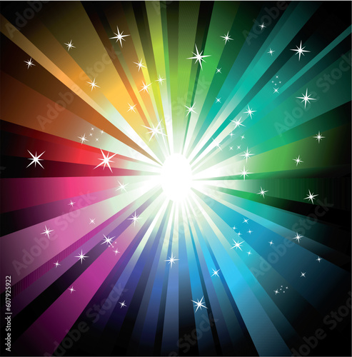 Magic Lights Explosion with a lot of colors and stars