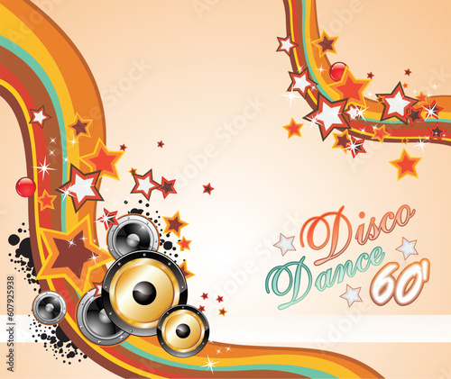 Colorful Rainbow Abstract Music Background for Disco flyers