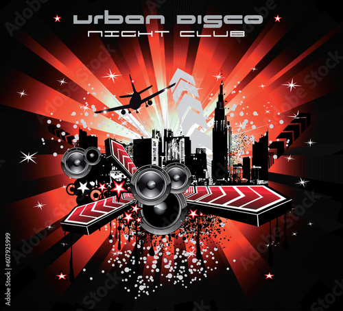 Colorful Urban Music Background for Disco flyers