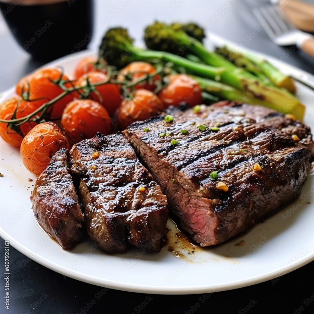 grilled beef with tomato. Generative AI grilled beef with tomato. Generative AI