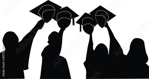 silhouette of  graduation celebration , vector file isolated on white background