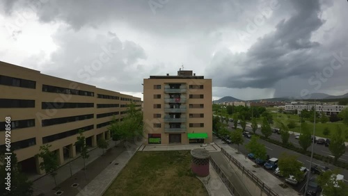 Stormy sky timelapse over the city photo