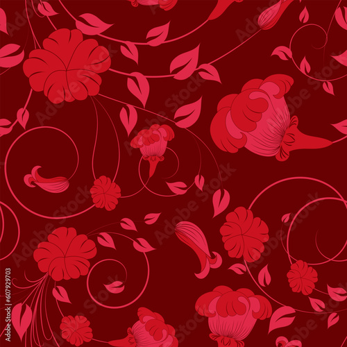 Seamless vector floral background. For easy making seamless pattern just drag all group into swatches bar, and use it for filling any contours.