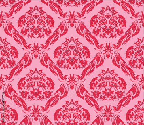 Damask seamless vector background.  For easy making seamless pattern just drag all group into swatches bar, and use it for filling any contours.