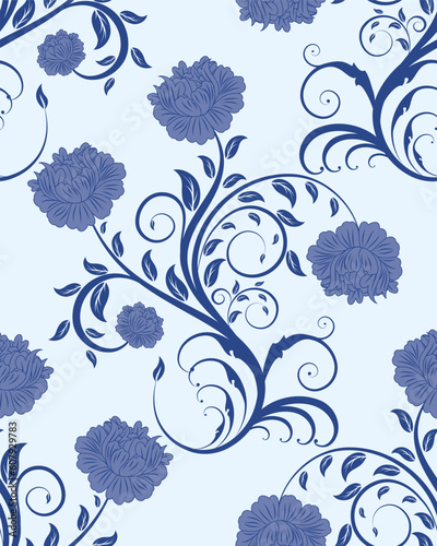 Seamless vector floral background. For easy making seamless pattern just drag all group into swatches bar, and use it for filling any contours.