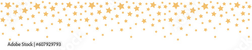 Seamless border garland with small falling stars. Good for card, borders, kids' bedding, textile. Isolated vector and PNG illustration on transparent background.