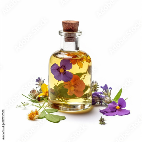 Generative ai. Essential oil with flowers