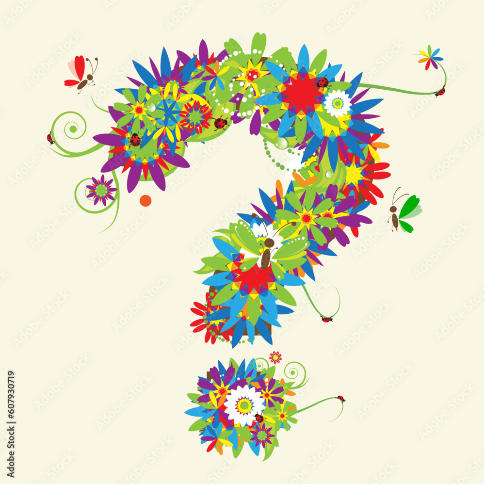 Question mark. Floral design. See also signs in my gallery Question mark. Floral design. See also signs in my gallery