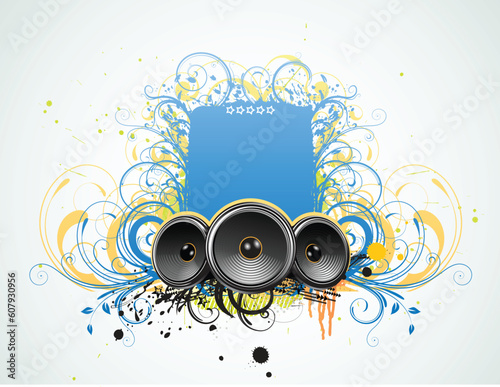 Vector illustration of funky Grunge Decorative music frame