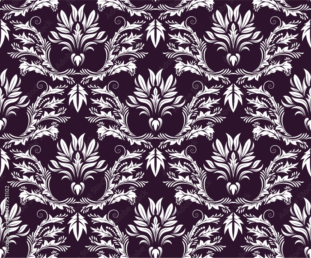 Fototapeta premium Damask seamless vector background. For easy making seamless pattern just drag all group into swatches bar, and use it for filling any contours.