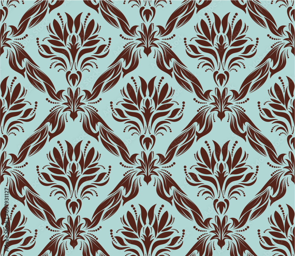 Damask seamless vector background.  For easy making seamless pattern just drag all group into swatches bar, and use it for filling any contours.