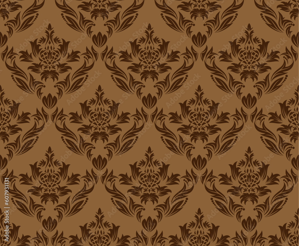 Damask seamless vector background.  For easy making seamless pattern just drag all group into swatches bar, and use it for filling any contours.