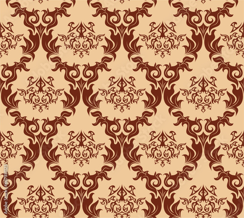 Damask seamless vector background.  For easy making seamless pattern just drag all group into swatches bar, and use it for filling any contours.