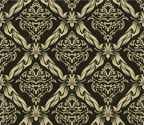 Damask seamless vector background. For easy making seamless pattern just drag all group into swatches bar, and use it for filling any contours.