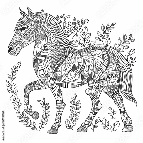 Full body horse decorated with doodles