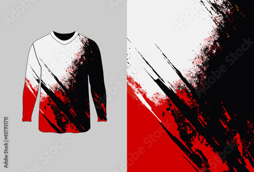 Long sleeve jersey grunge texture for extreme sportwear, racing, cycling, football, motocross, travel, backdrop, wallpaper. Vector pattern.