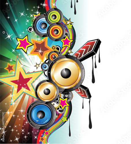 Abstract Colorful Rainbow Music Background for Discoteque Flyers