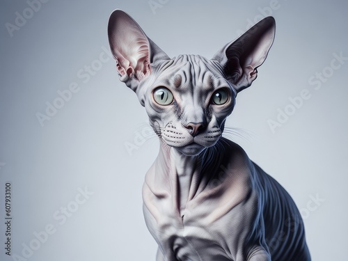 Funny cute sphynx cat on soft pastel background. ai generative