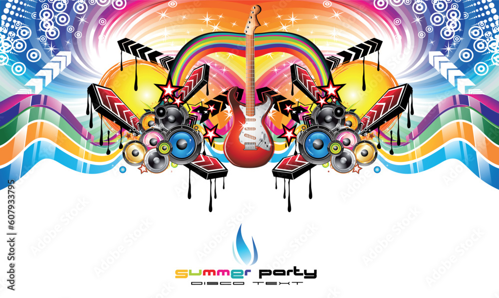 Fototapeta premium Rainbow Colorful Discoteque Event Flyer