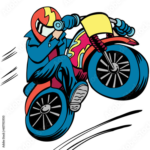 Man performing a jump on his motorcycle.