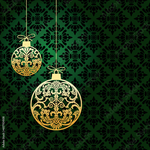 Christmas balls with gold ornaments on a antique background  download full scalable vector graphic