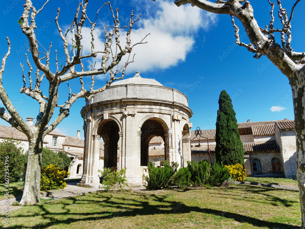 Obraz premium Historic monumental well inside carthusian monastery of Chartreuse of Villeneuve-lès-Avignon, France