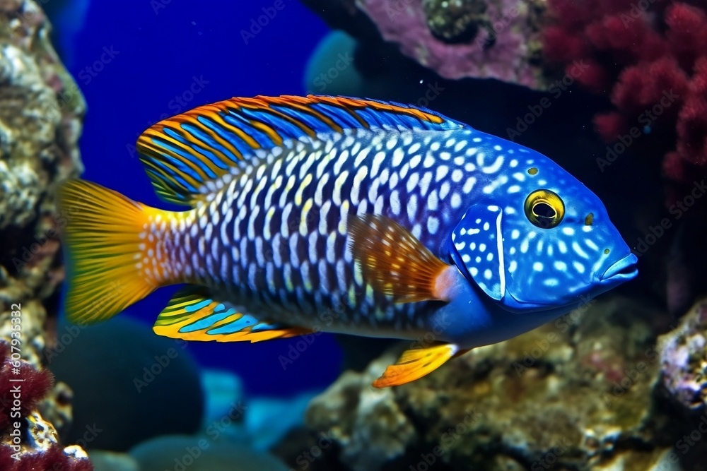 Beautiful colored fish in the sea. Beautiful colored fish in the sea.