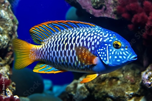 Beautiful colored fish in the sea. 