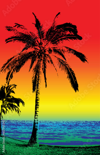 Fototapeta Naklejka Na Ścianę i Meble -  the beach, gradiented vector illustration
