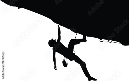 silhouette of climbing, hiking , vector file , isolated on white background