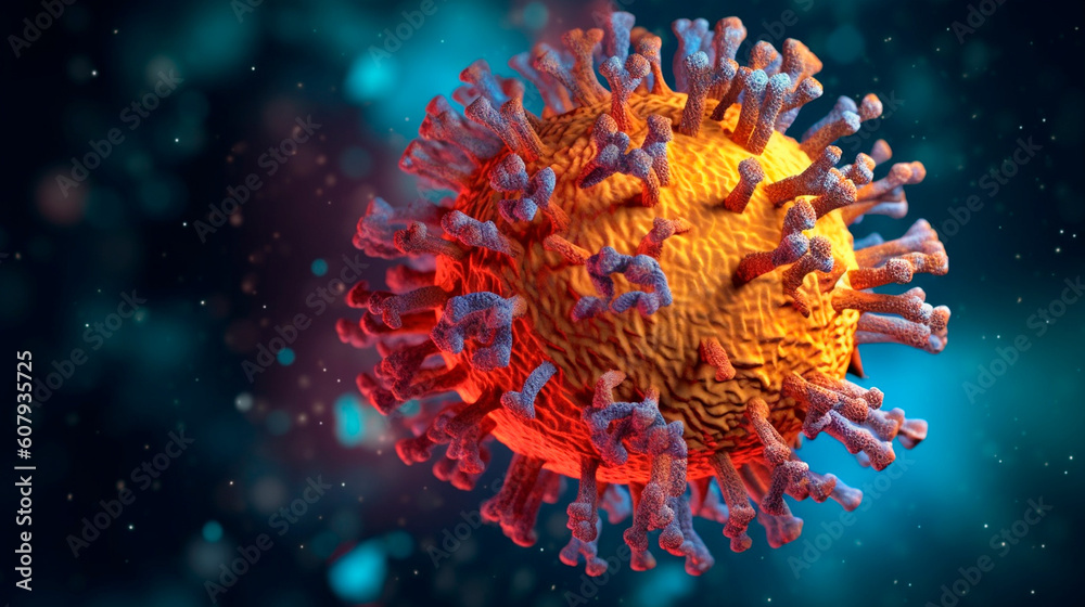 High-Resolution Macro Image of Virus Cell. Generative AI.