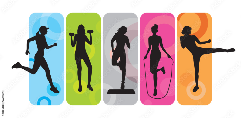 Sport silhouettes on an abstract background