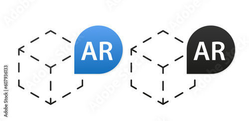 Augmented reality concept symbol or logo element. Augmented reality icon. Concept AR symbol. Web design, mobile apps, ui design and print. Futuristic technology business concept. Vector illustration