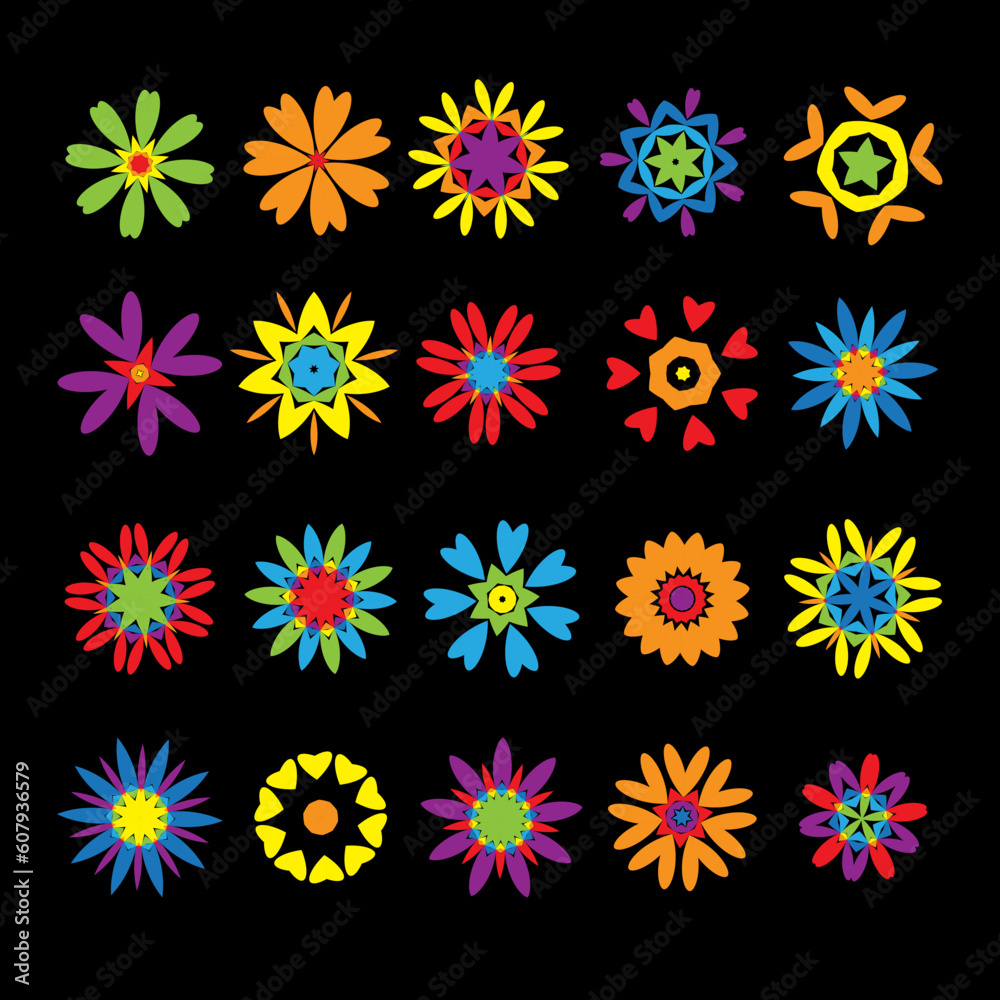 Set of design elements, flowers Set of design elements, flowers