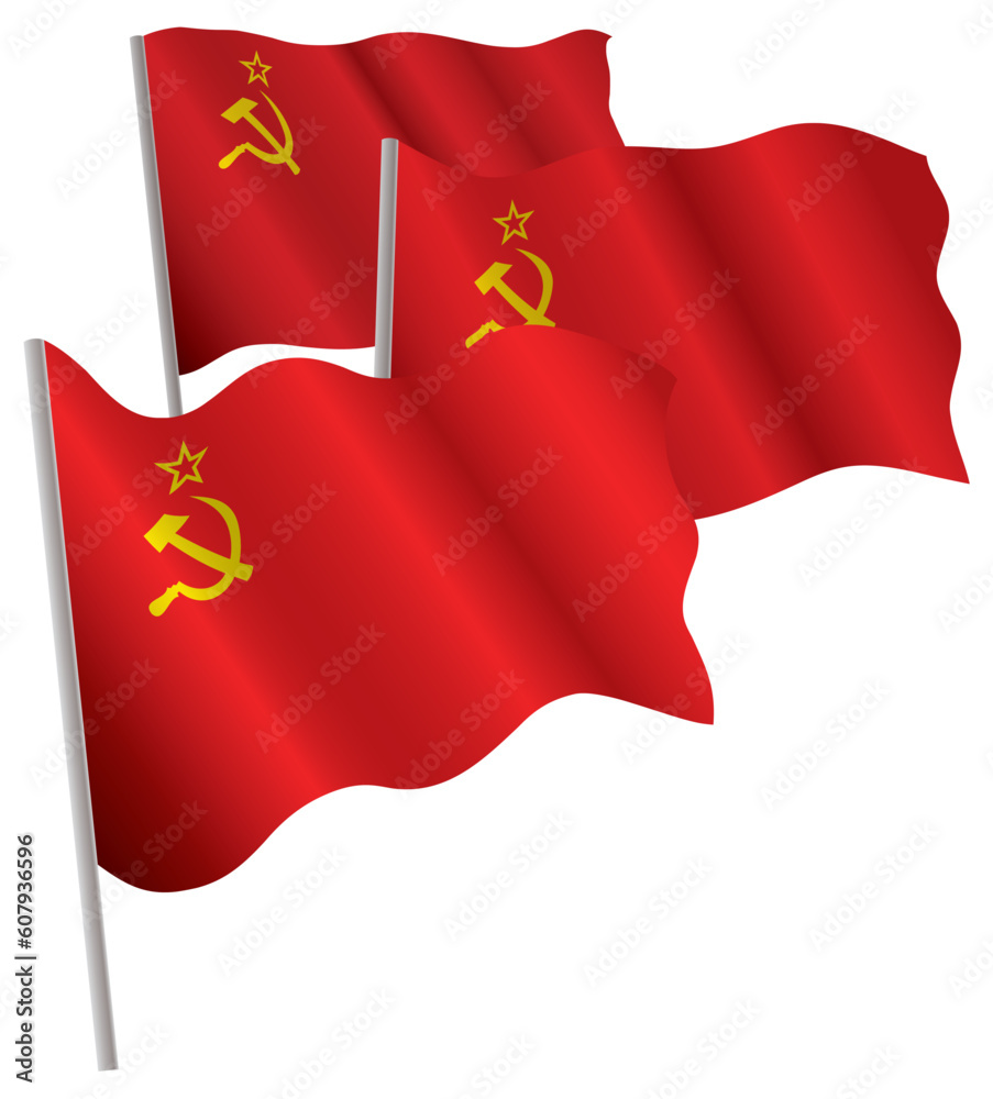 USSR 3d flag. Vector illustration. Isolated on white. USSR 3d flag. Vector illustration. Isolated on white.