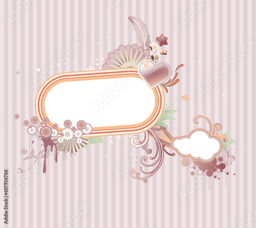 Vector illustration of funky styled design frame made of floral elements