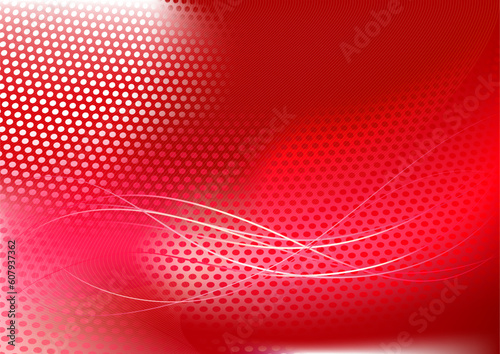 Vector illustration of red abstract techno background made of dots and curved lines. Great for backgrounds or layering over other images