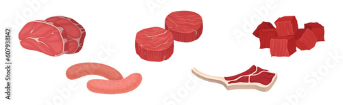 Meat Products as Foodstuff from Butchery Vector Set