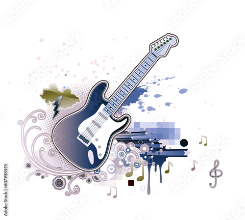 Vector illustration of abstract party design with guitar