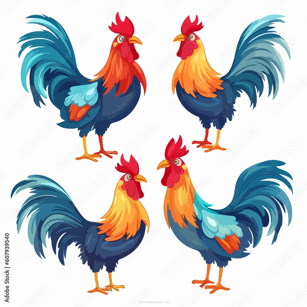 Fototapeta premium Whimsical cockerel illustrations adding a touch of whimsy to any design.