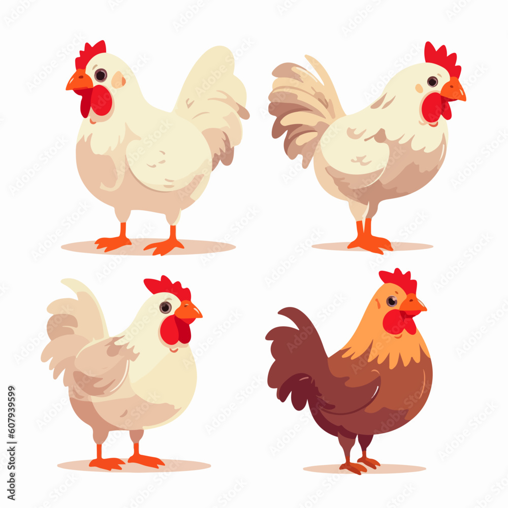 Fototapeta premium Vector illustrations of chickens suitable for poultry-related advertisements.