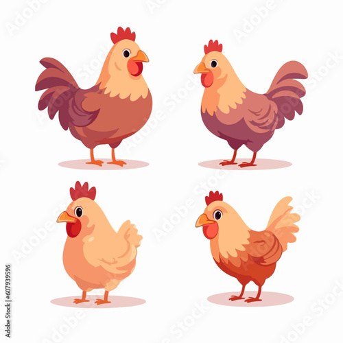 Chicken illustrations showcasing their curious and inquisitive nature.