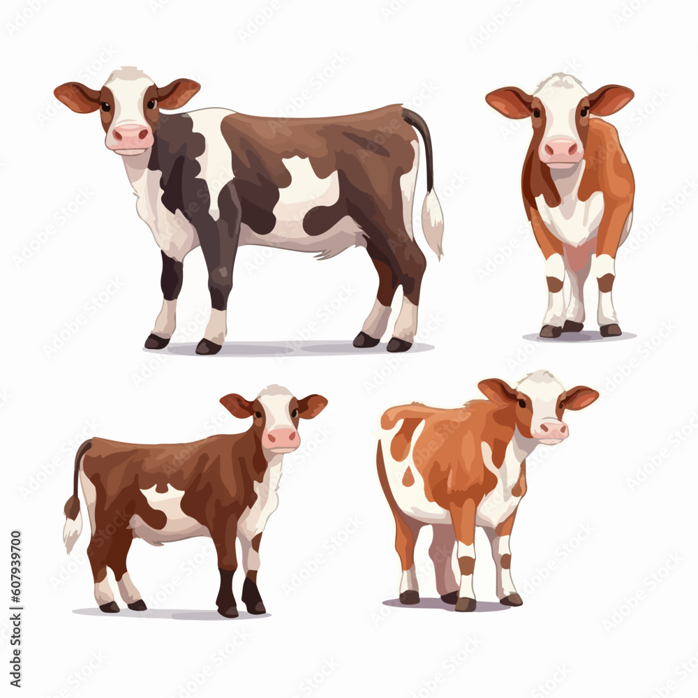 Cute and cuddly cow illustrations in a variety of sizes and positions ...