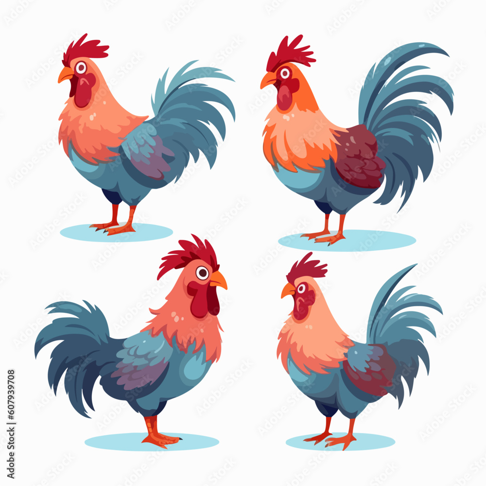 Fototapeta premium Captivating cockerel illustrations that exude confidence and authority.