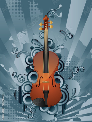 Abstract vector retro background with the violin.