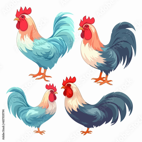 Striking vector cockerel illustrations with a commanding presence.