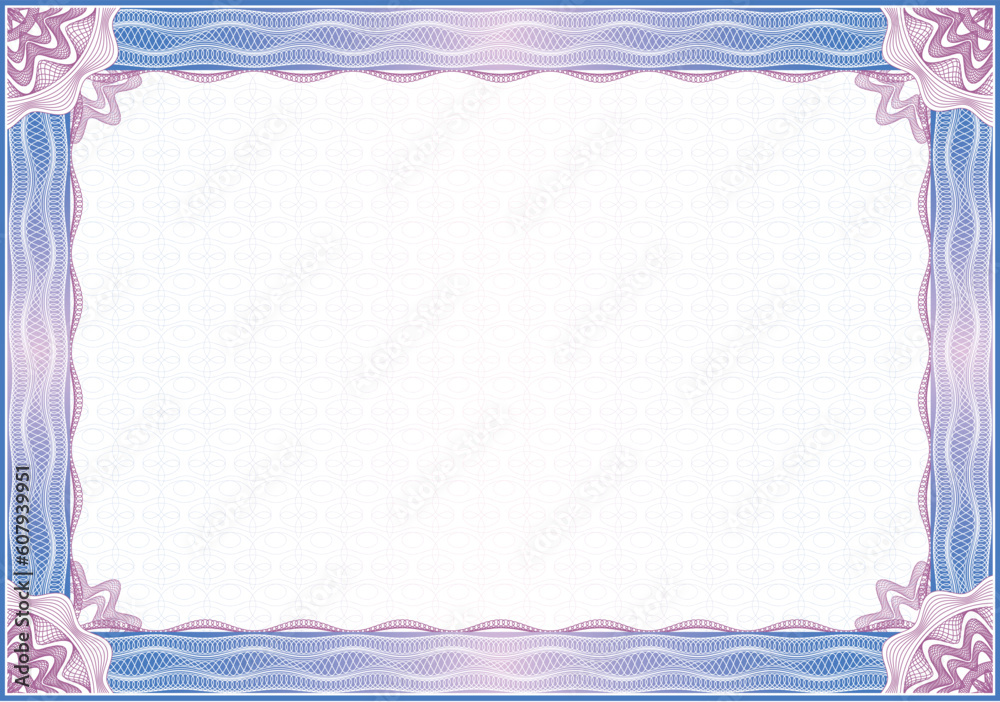 Classic guilloche border for diploma or certificate / vector