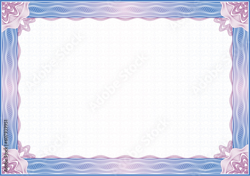 Classic guilloche border for diploma or certificate / vector
