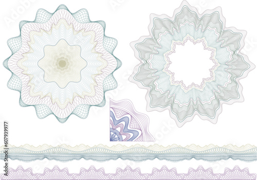 Classic guilloche borders and elenents for diploma or certificate / vector